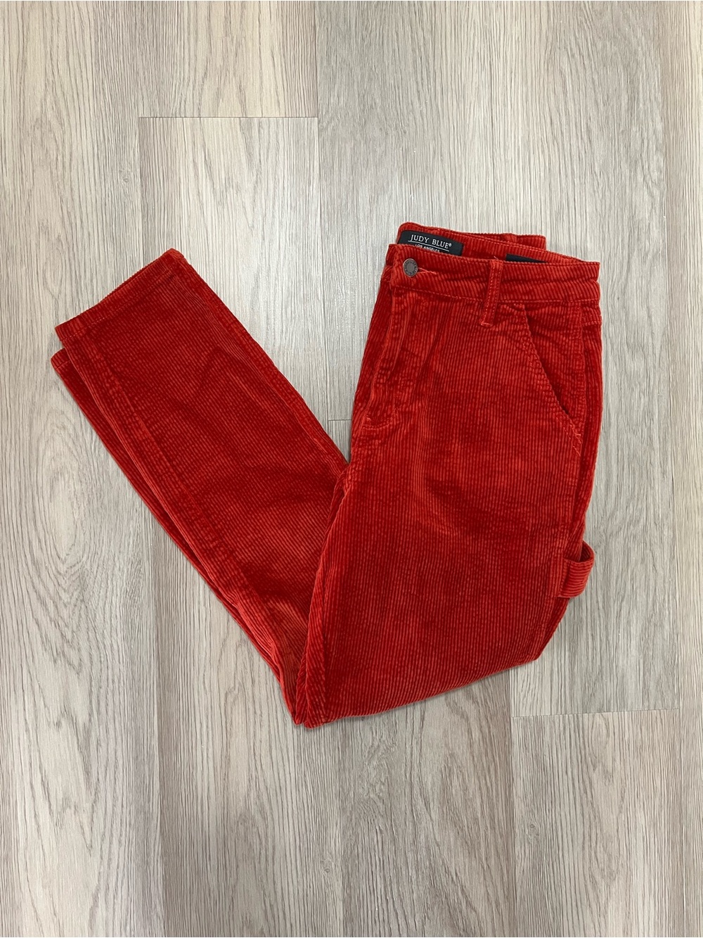 Judy Blue Red Corduroy Carpenter Pants Slim Fit Size 26 Utility Workwear